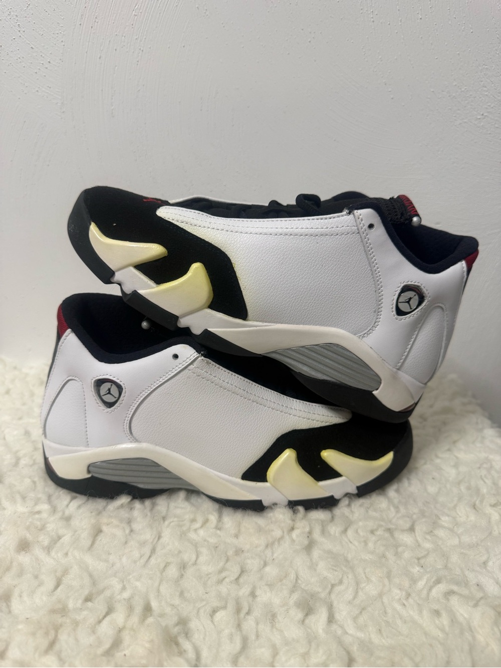 White and Black Basketball Sneakers with Red Accent